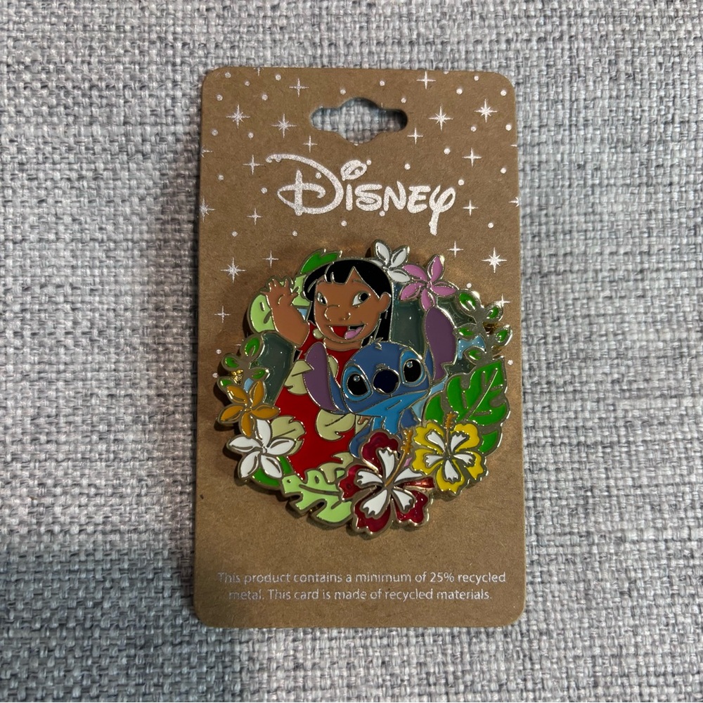 Disney Lilo & Stitch Floral Circle Portrait Enamel Pin